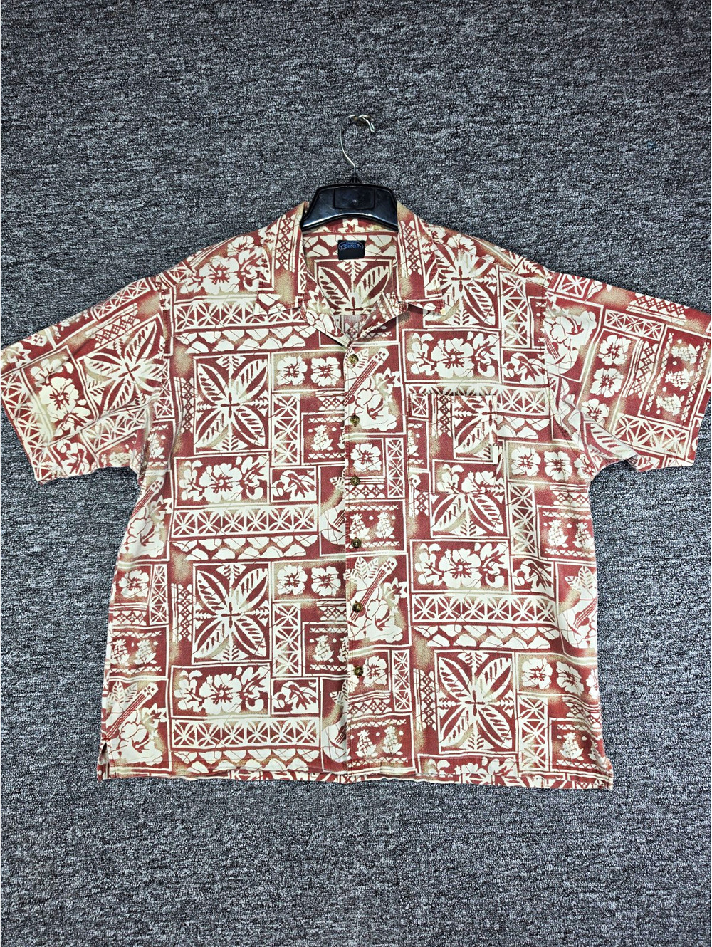 Pacific Coast Highway Men's XL Brown/White Floral Hawaiian SS Shirt Pockets